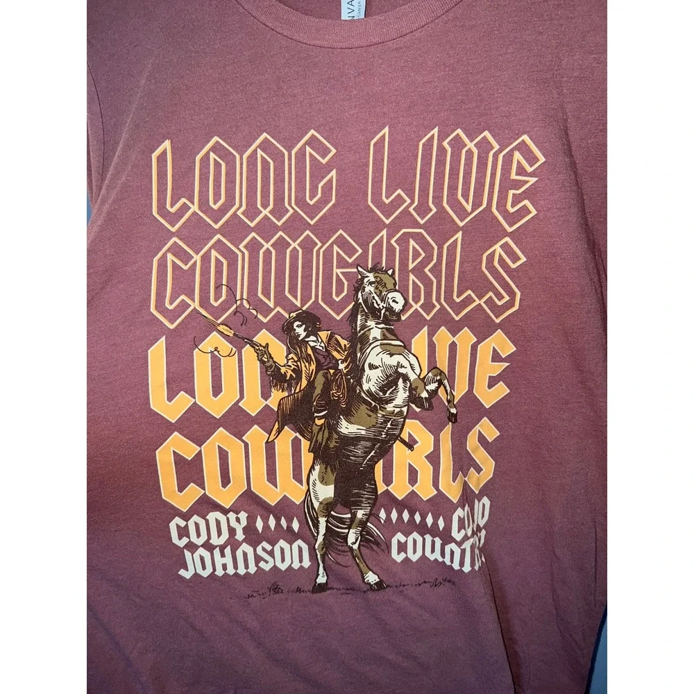 Cody Johnson Long Live Cowgirls Graphic T-Shirt Mauve COJO Country Western M